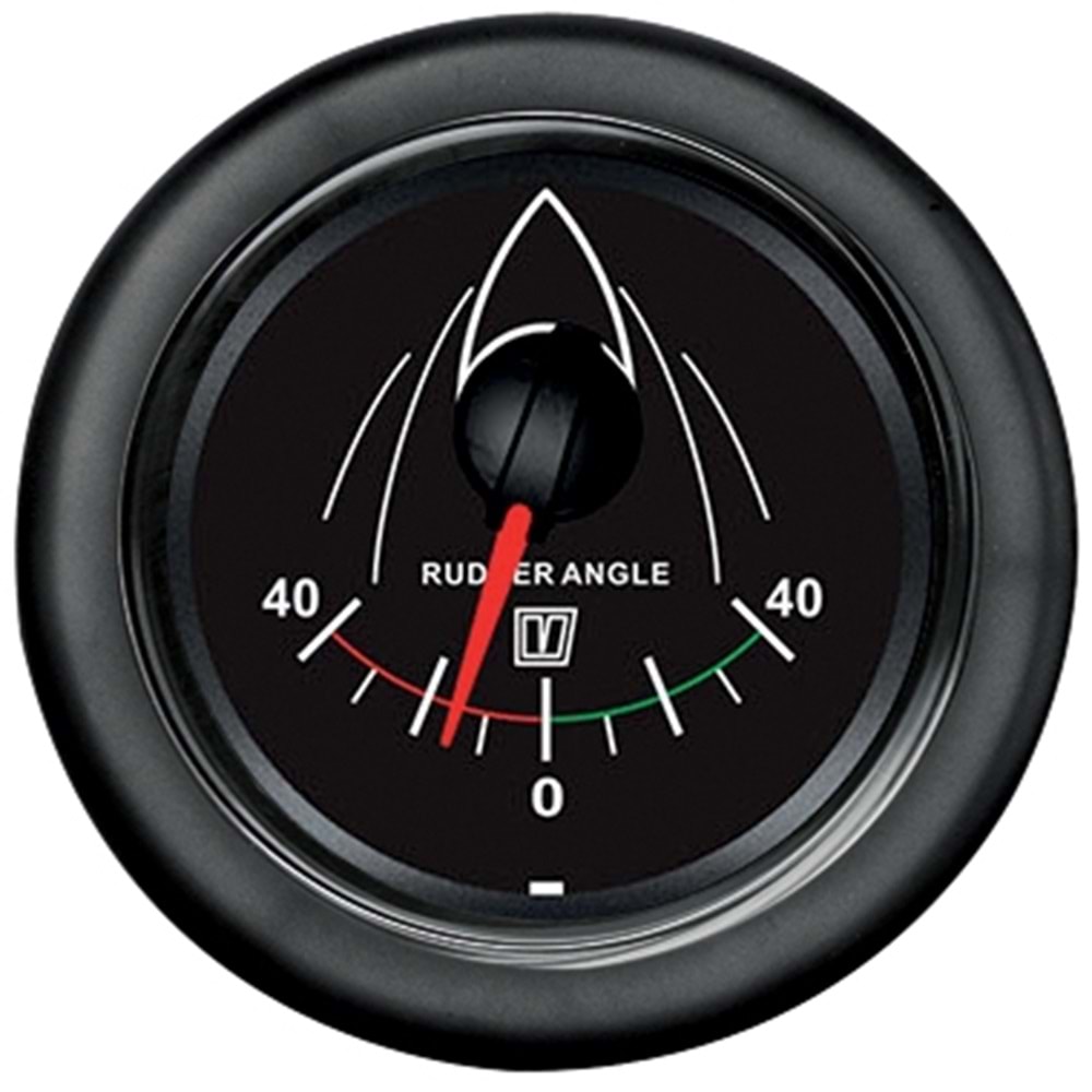 Vetus Dümen Açı Göstergesi – Model: RUDDB, 12/24V, Ø52 mm, Siyah Kadran
