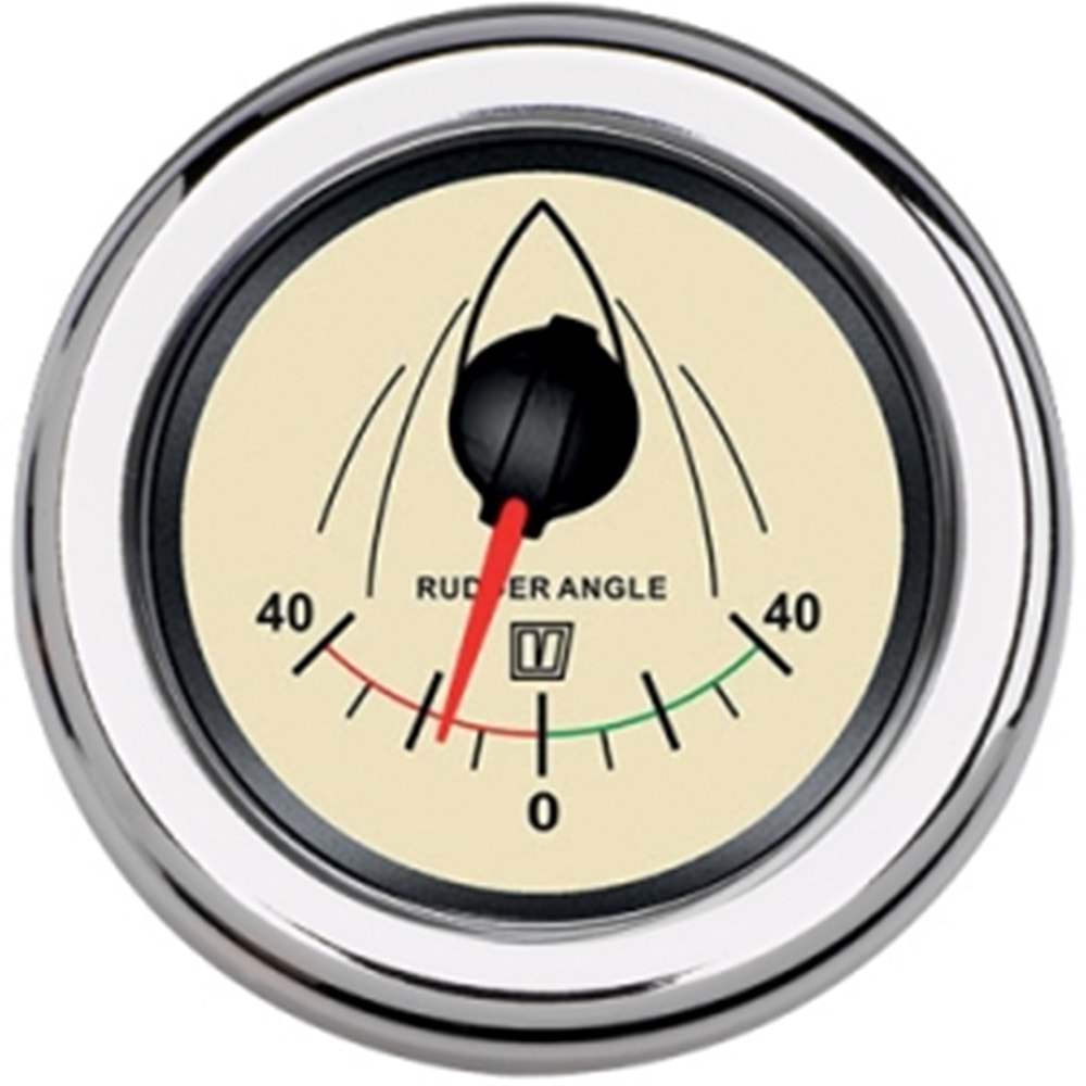 Vetus Dümen Açı Göstergesi – Model: RUDDB, 12/24V, Ø52 mm, Krem, Kadran