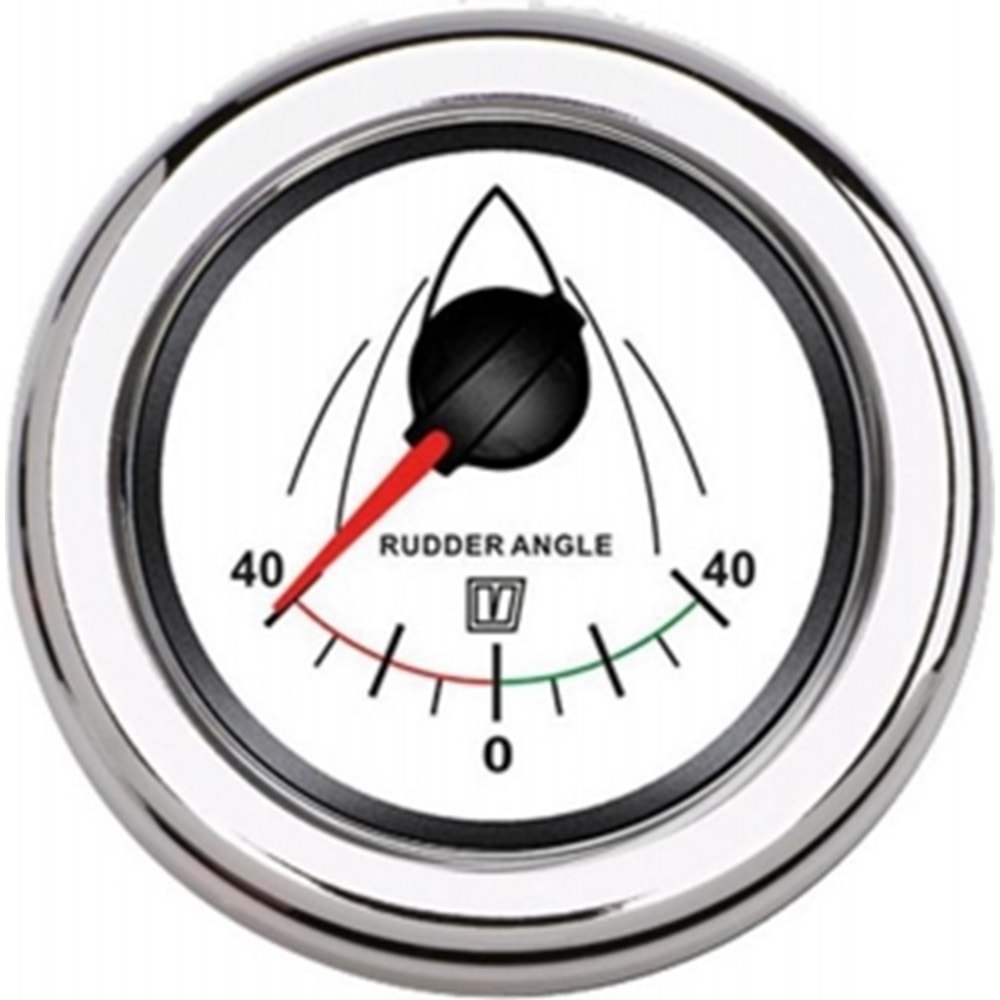 Vetus Dümen Açı Göstergesi – Model: RUDDB, 12/24V, Ø52 mm, Beyaz Kadran
