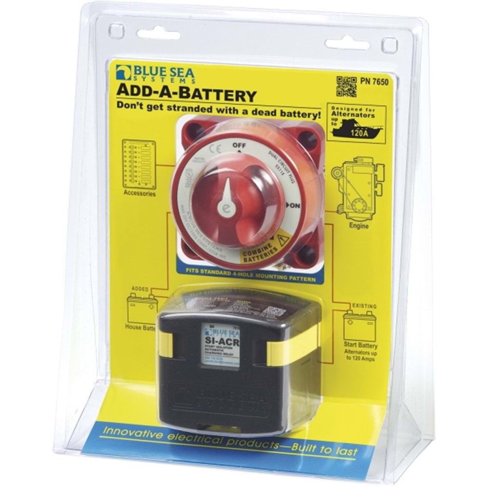 Blue Sea Systems Dual Circuit Plus™ Akü Ekleme Kiti - 120A ACR ile