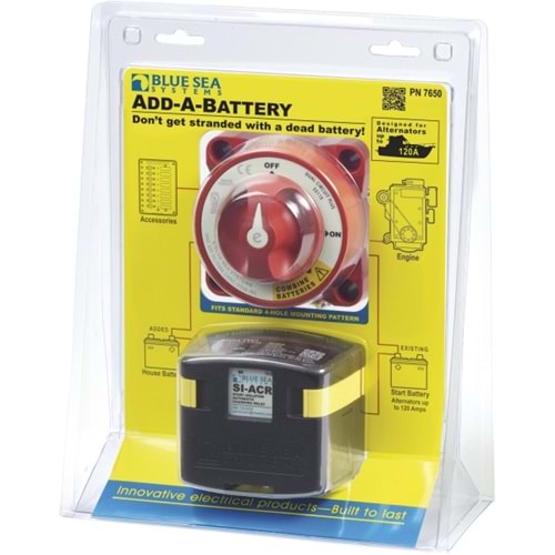 Blue Sea Systems Dual Circuit Plus™ Akü Ekleme Kiti - 120A ACR ile