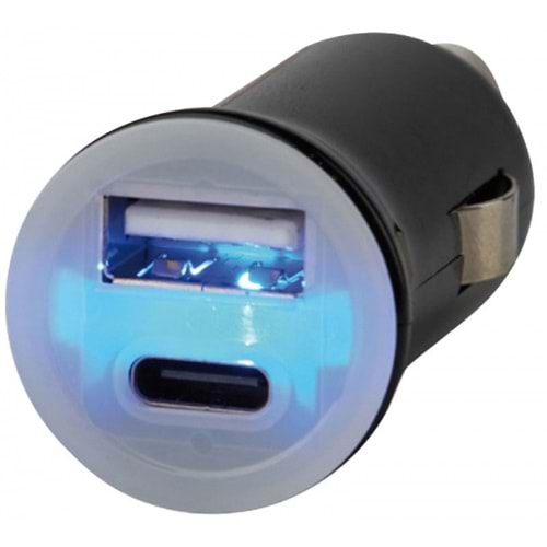 LED’li USB Çıkışlı Çakmak Tipi Fiş - Tip A & C 12/2V 2.4A